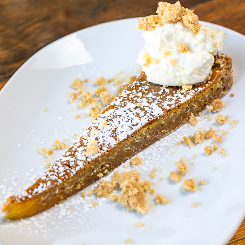 A slice of brown sugar pie from the Pearl Tampa.